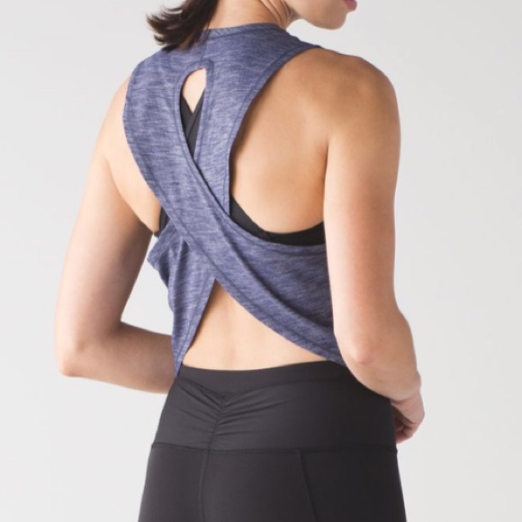 Lulu🍋 Rare Fast As Light Muscle Tank Heathered Emperor Blue size 6 - Picture 2 of 13